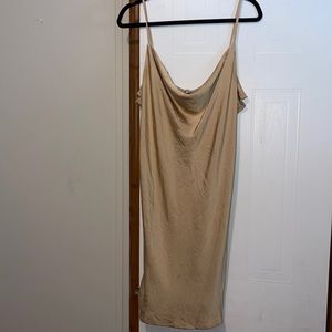 Gold silk mini dress